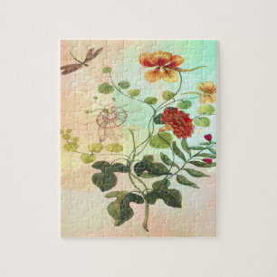 Puzzle El ilustracion botánico floral del vintage florece