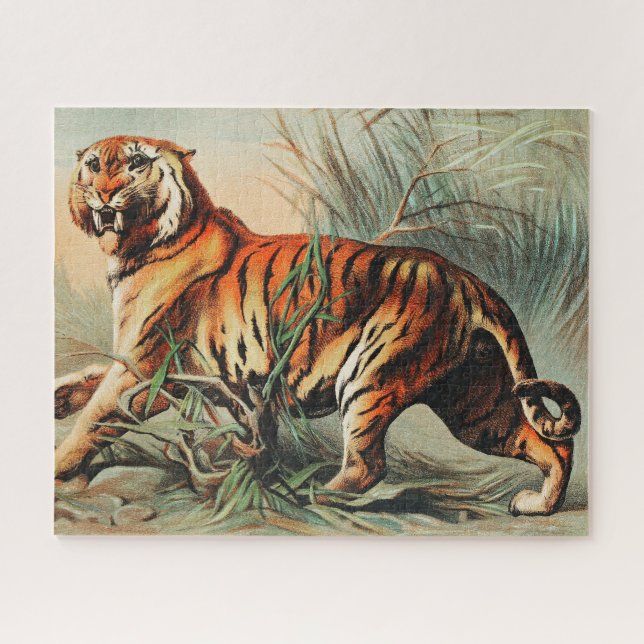 Puzzle El Ilustracion del tigre bengalí de época es una a (Horizontal)