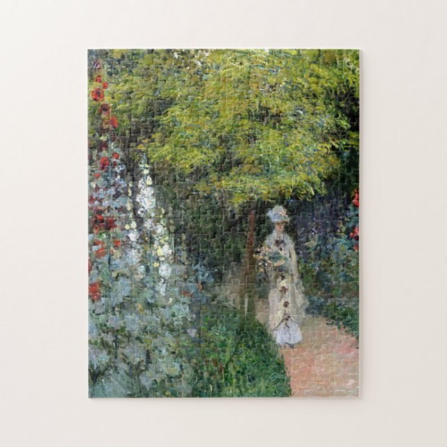 Puzzle El jardín, Bella Artes de Hollyhocks Monet (Vertical)