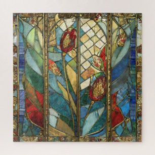 Puzzle El Jefe Rojo de Vidrio Manchado atiende al amanece