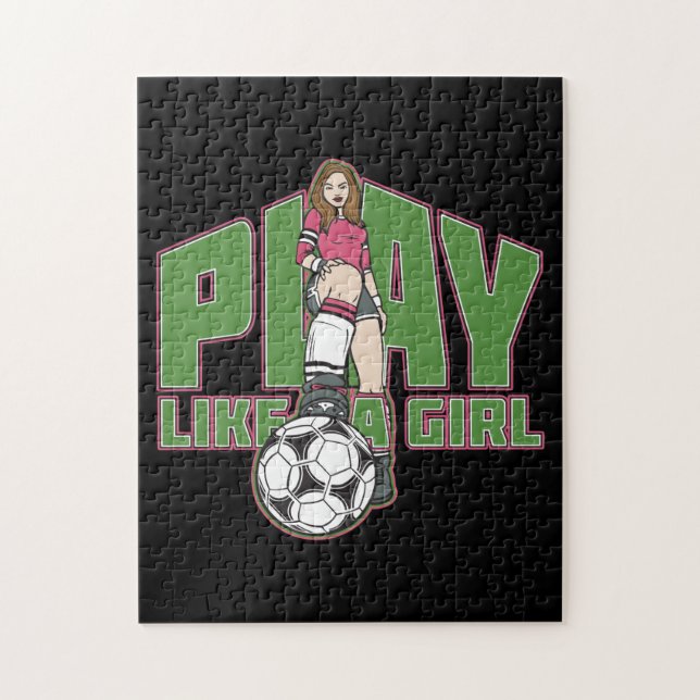 Puzzle El juego tiene gusto de un fútbol del chica (Vertical)