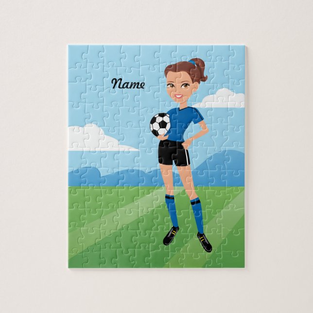 Puzzle El jugador de fútbol del chica personalizado (Vertical)