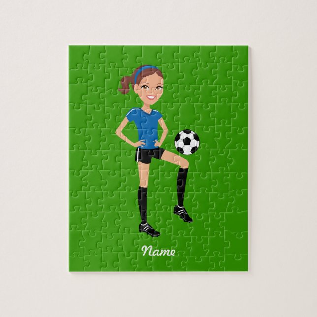 Puzzle El jugador de fútbol del chica personalizado (Vertical)