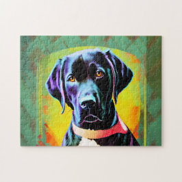 Puzzle El labrador negro con un collar