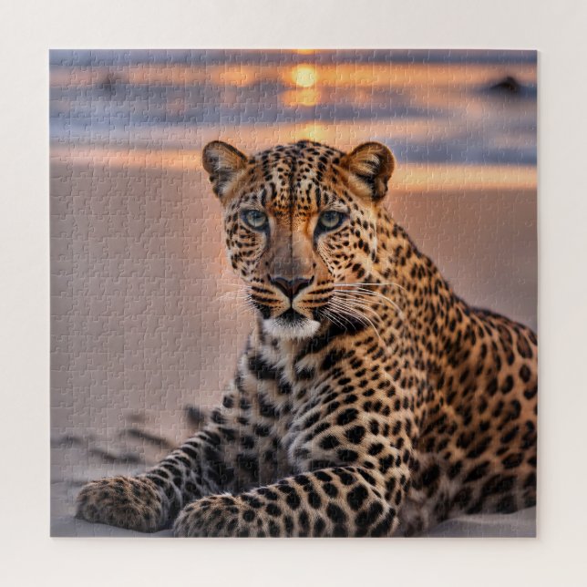Puzzle El leopardo en la playa (Vertical)
