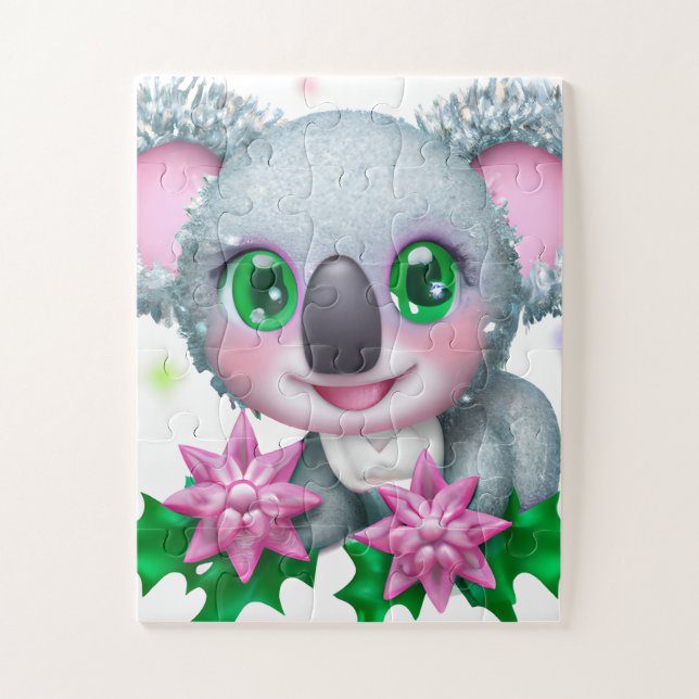 Puzzle El lindo oso kawaii Koala con flores (Vertical)