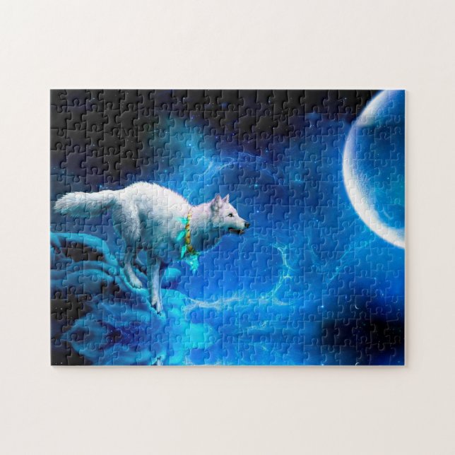 Puzzle El lobo indio y la luna llena (Horizontal)
