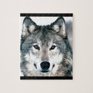 Puzzle El lobo observa en estampado de animales salvaje