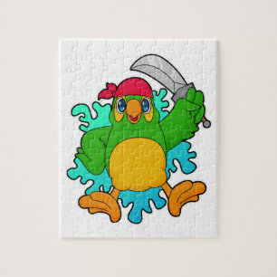 Puzzle El loro como pirata con espada