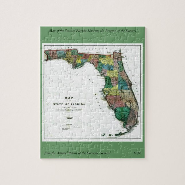 Puzzle El mapa 1856 del estado de la Florida por Columbus (Vertical)