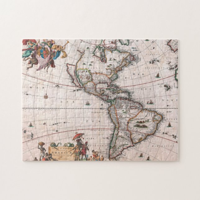 Puzzle El mapa de Visscher del Nuevo Mundo (Horizontal)