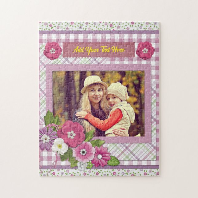 Puzzle El marco de foto personalizado con texto personali (Vertical)