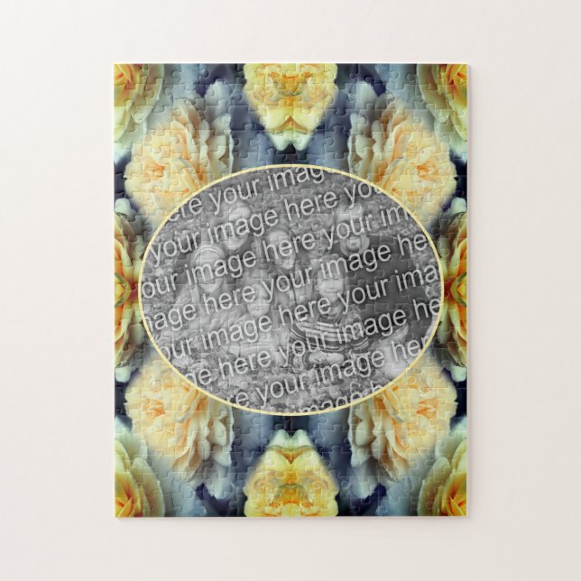 Puzzle El marco de las lluvias de rosa amarilla añade tu  (Vertical)