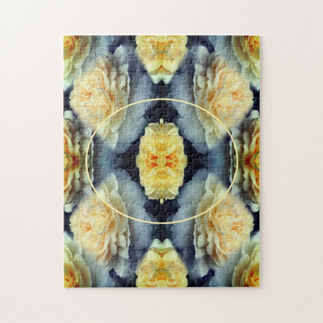 Puzzle El marco de las lluvias de rosa amarilla crea tu p (Vertical)