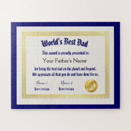 Puzzle El mejor certificado de papá de un mundo gracioso