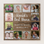 Puzzle El mejor Collage de fotos de 12 nietos del mundo<br><div class="desc">Crea tu propio rompecabezas de collage de fotos con 12 de tus fotos favoritas en un fondo de textura de madera. Personaliza con fotos de nietos. Hace un tesoro obsequio de keepsake para la abuela por el cumpleaños,  el día de la madre,  el día de los abuelos,  etc</div>