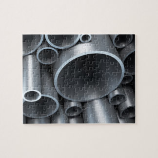Puzzle El metal industrial instala tubos el fondo