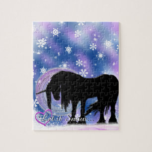 Puzzle El místico unicornio negro (Que nieve)