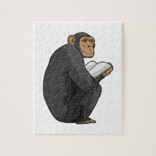 Puzzle El mono como nerd con el libro