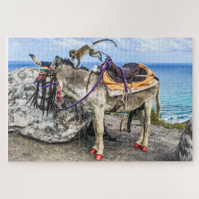Puzzle El mono en el burro - sólo en Saint Kitts (Horizontal)