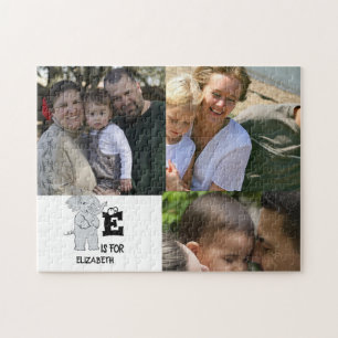 Puzzle El monograma E de personalizado es para elefante d