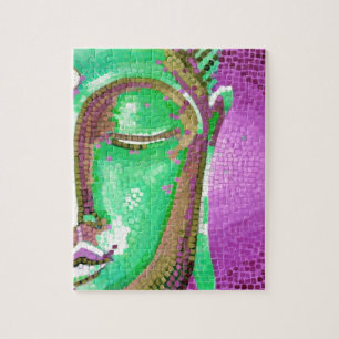 Puzzle El mosaico púrpura y verde Buda hace frente