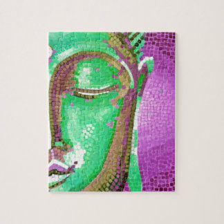 Puzzle El mosaico púrpura y verde Buda hace frente