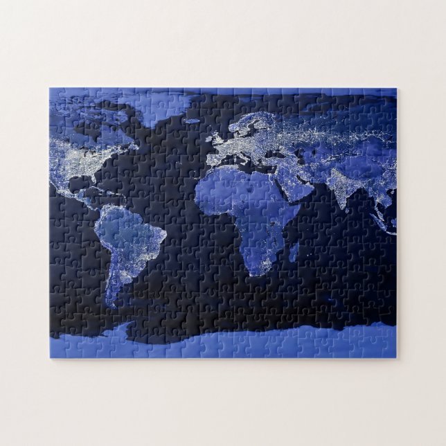Puzzle El Mundo de Noche - Mapa, Espacio (Horizontal)