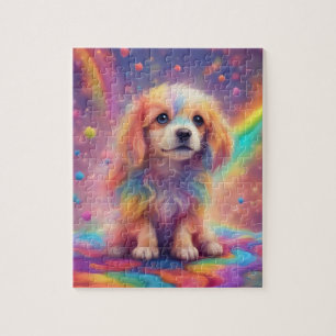 Puzzle El mundo del arcoiris, un perro colorido