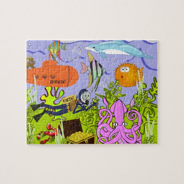 Puzzle El mundo marino del niño personalizado (Horizontal)