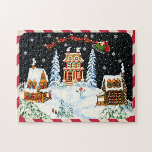 Puzzle El navidad Santa y el reno desconciertan "Ho, Ho,