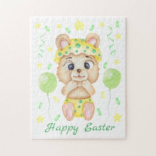 Puzzle El Oso de Pascua Cuto por un ánimo positivo (Vertical)
