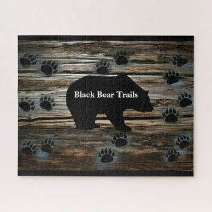 Puzzle El oso negro traza madera rústica