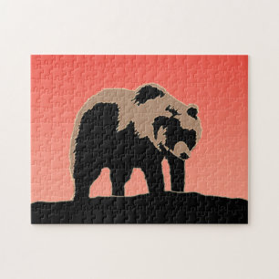 Puzzle El oso pardo al atardecer - Arte de vida salvaje o