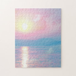 Puzzle El paisaje mágico en la puesta de sol rosa