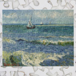 Puzzle El paisaje marino de Van Gogh en Saintes Maries de<br><div class="desc">Seascape en Saintes Maries de la Mer de Vincent van Gogh es un bonito arte vintage post impresionismo pintura náutica con veleros en el océano con olas suaves. Sobre el artista: Vincent Willem van Gogh fue un pintor post-impresionista cuyo trabajo fue más notable por su tosca belleza, honestidad emocional y...</div>