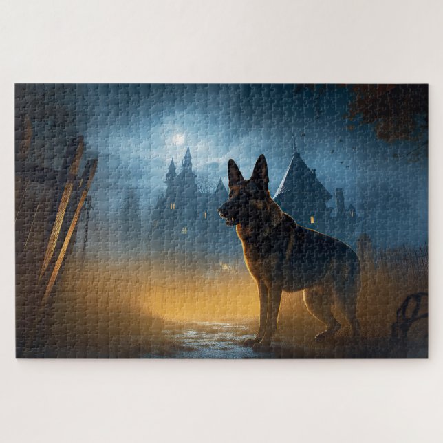 Puzzle El pastor alemán Halloween Scary (Horizontal)