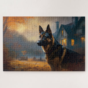 Puzzle El pastor alemán Halloween Scary