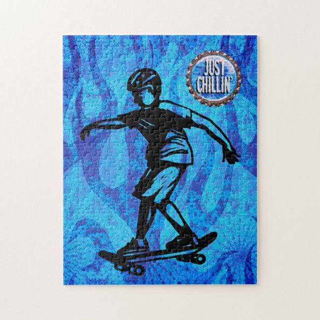 Puzzle El patinaje deportivo, el chico azul flama, solo c (Vertical)