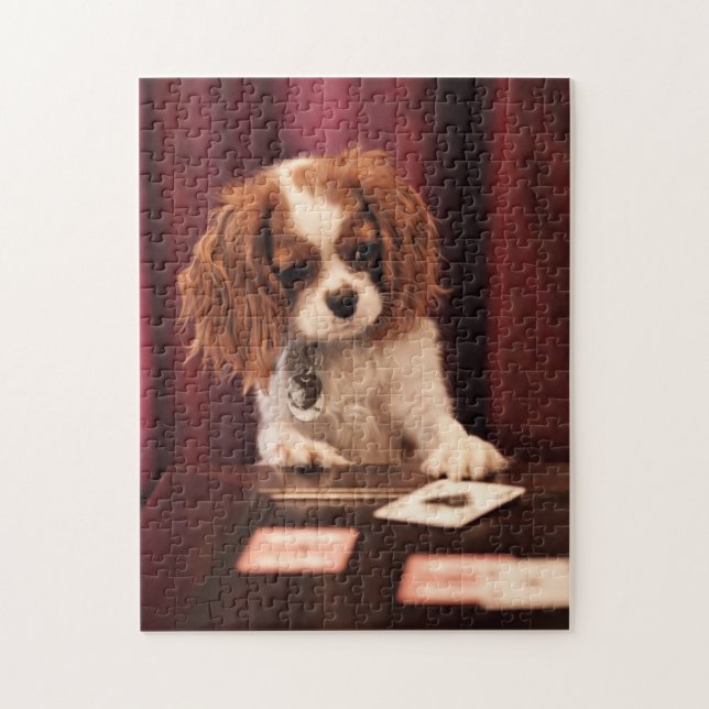 Puzzle El perrito juega a tarjetas (Vertical)
