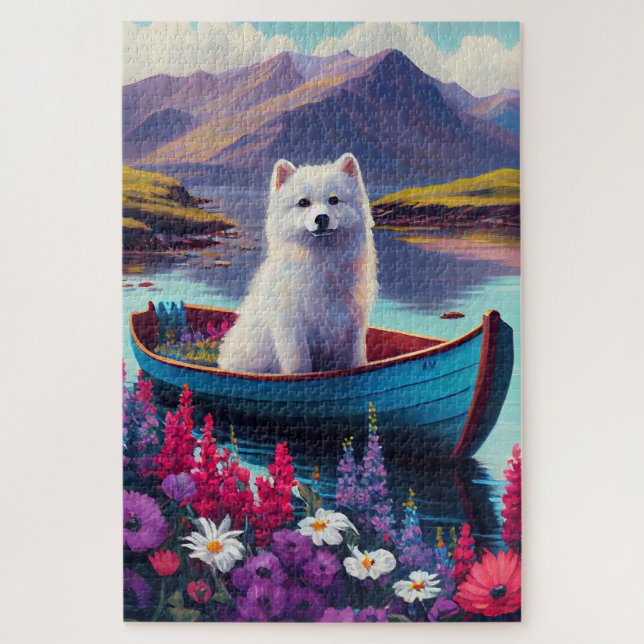 Puzzle El perro esquimal estadounidense en Paddle: una av (Vertical)