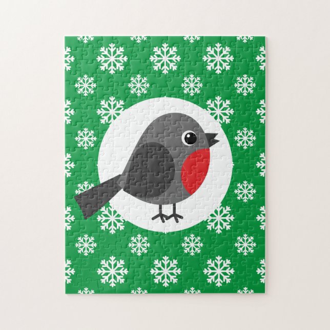 Puzzle El Personalizado Robin con las copas de nieve (Vertical)