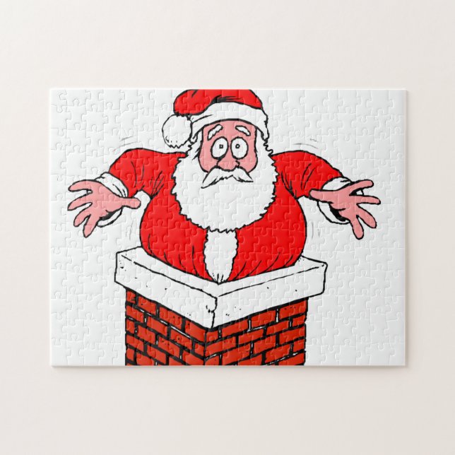 Puzzle El personalizado Santa Claus se atoró en la chimen (Horizontal)