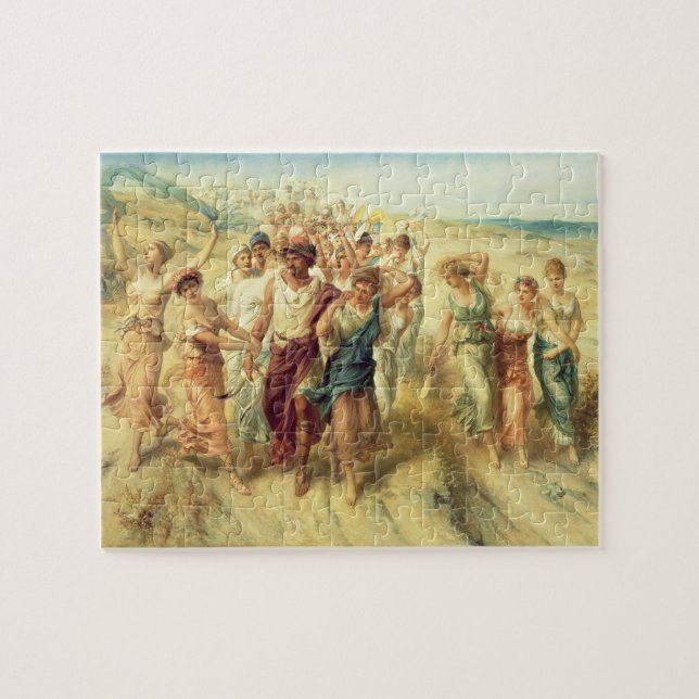 Puzzle El poeta Anacreon (570-485 A.C.) con sus musas, (Horizontal)