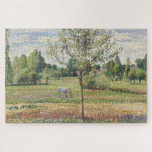 Puzzle El prado con caballo gris, Eragny, pintura al óleo