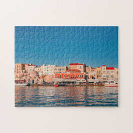 Puzzle El puerto veneciano de Chania a la hora azul, Cret
