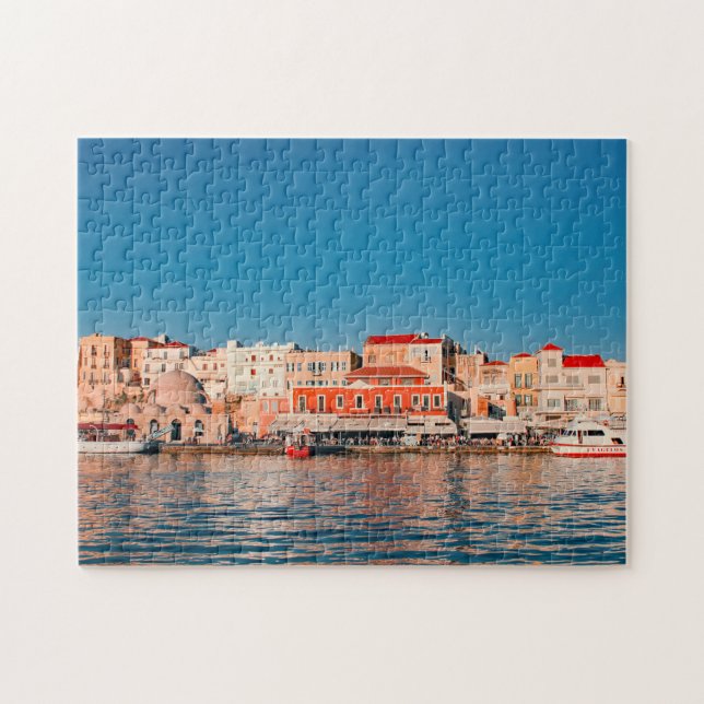 Puzzle El puerto veneciano de Chania a la hora azul, Cret (Horizontal)
