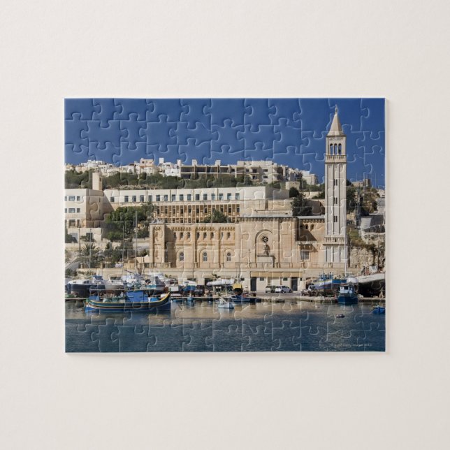 Puzzle El puerto y la iglesia de Marsaskala en la (Horizontal)