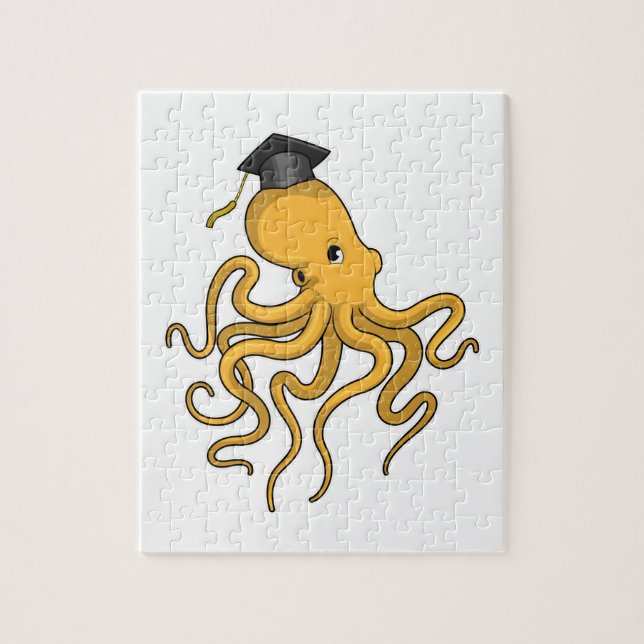 Puzzle El pulpo como estudiante con diploma (Vertical)