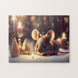 Puzzle El ratón lindo celebra a los Navidades
